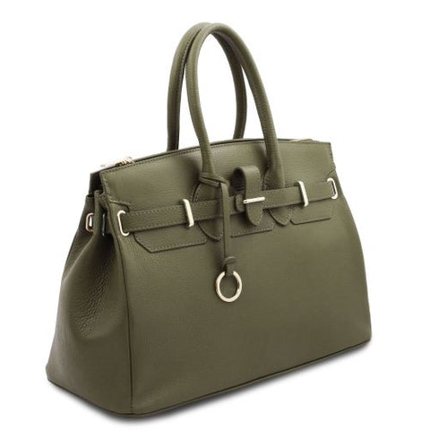 TL Bag - Leather handbag with golden hardware
